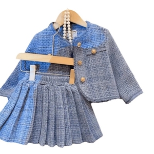 Elegante Set a Quadri Boutique da Principessa 2 Pezzi Ispessito Autunnale per Bambine 8 Anni Abbigliamento per Bambini - Product Image 1