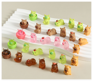 Hada suculenta miniatura pequeña estatuilla resina de dibujos animados <span class=keywords><strong>3D</strong></span> Capybara Animal figura chico bañera ducha suerte ciego misterio bolsa juguete - Product Image 4