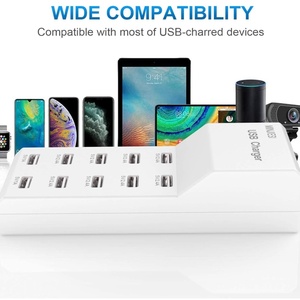 Bloque de cargador múltiple 50W 10A 10 puertos Estación de carga USB para <span class=keywords><strong>iPhone</strong></span> <span class=keywords><strong>Android</strong></span> Smartphone Tablet Smart Watch <span class=keywords><strong>AirPods</strong></span> Samsung - Product Image 6