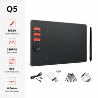 Tablette graphique numérique USB 16K niveaux de pression avec molette de contrôle, 8x5 pouces, pour designers et artistes