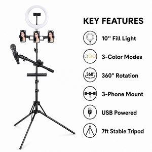 <span class=keywords><strong>ไฟ</strong></span>วงแหวน LED รุ่นใหม่ QX-260S ขนาด <span class=keywords><strong>10</strong></span> นิ้ว สีดำ สำหรับถ่ายวิดีโอ ปรับความสว่างได้ ชุดไฟวงแหวน LED สำหรับชุดอุปกรณ์วีล็อกกิ้ง - Product Image 5