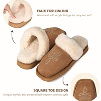 Pantoufles en fausse fourrure style western - Bottes d'intérieur/extérieur pour femmes avec mousse à mémoire de forme et bout carré pour la maison et les occasions décontractées