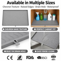 Tapis sous évier pour armoire de cuisine - Tapis en caoutchouc imperméable 34 x 22 pouces, bac de récupération des gouttes, tapis antidérapant, protection contre les fuites