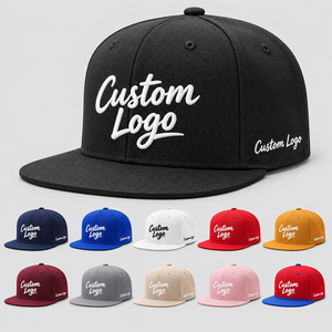 Gorras al por mayor con visera plana, de 5 y 6 paneles, estilo hip hop, gorras de béisbol, con impresión de logotipo personalizado, gorras snapback para hombre - Product Image 1
