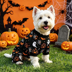 <span class=keywords><strong>Pijama</strong></span> de Halloween para Perro con Estampado de Calabaza y Fantasma, Mono de Cuatro Patas de Poliéster Suave para Perros y Gatos Pequeños y Medianos, <span class=keywords><strong>Disfraz</strong></span> Festivo - Product Image 4