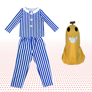 Costume de mascotte Manyusha Sick Banana Man pour adulte, tenue de performance pour fête cosplay, ensemble rayé bleu et blanc - Product Image 4