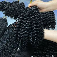 Extensions de cheveux humains Remy Kinky Straight pour crochet, nouveau style plume, pré-bouclées, sans nœuds, pour tressage Boho, en vrac, H6 Microlink
