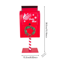 Boîte aux lettres de Noël vintage en fer rouge avec lettres 'Santa' et sacs postaux du Pôle Nord, artisanat durable, 38.5x15.3x12cm