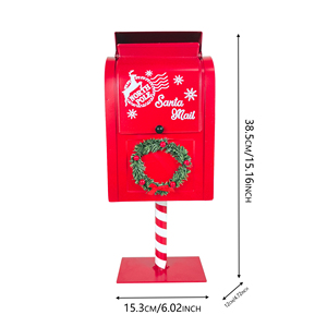 Vente en gros de sacs postaux vintage avec lettres 'Santa' 'North Pole' pour le père noël décorant la boîte aux lettres de noël en métal rouge - Product Image 3