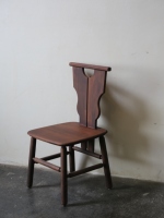 Chaise de salle à manger en bois massif français, style Wabi-Sabi vintage, pour négociations, restaurants, hôtels, dossier unique, finition antique