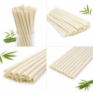Pajitas rectas compostables impresas personalizadas, biodegradables, de bambú vegetal, desechables, para restaurantes y tiendas de bebidas. - Product Image 2