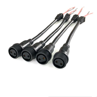 Kabel Daya 2 Pin Berulir dengan Soket Betina dan Konektor Sekrup, Kabel Merah Hitam untuk Kamera CCTV dan Suplai Driver LED