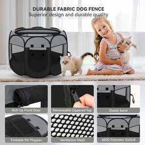 2024 Hot Selling Pop up Dog & Cat Pet Playpen <b>Tent</b> with Solid Pattern Plastic Tray Breathable Design-Indoor Use - Product Image 3