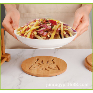 Wooden <b>Round</b> Pot <b>Mat</b> Heat Insulating <b>Table</b> <b>Mat</b> For Home Kitchen Use - Product Image 3