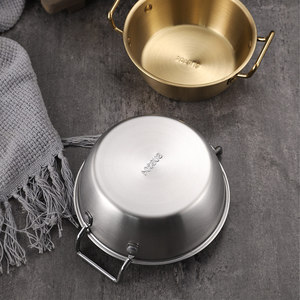 Stainless Steel Bowl 304 Gold Double Handle <b>Dishwasher</b> Safe Party Serving Bowl - Product Image 3
