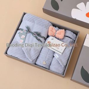 Factory Direct Sale Custom Three-Piece Business Coral Fleece Rectangle <b>Towel</b> Gift <b>Box</b> Set with Custom Logo and Plain Weave - Product Image 3