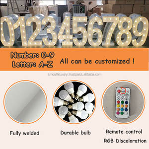 Numéro en métal coloré lisse et support de lettre décoration d'événements numéro de lumière de mariage pour la décoration extérieure de fête - Product Image 5