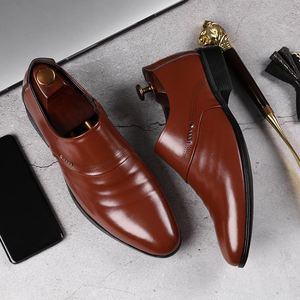 Chaussures de mariage pour hommes, nouveau style, respirantes, plates, à enfiler, design classique, rehaussantes, vente en gros en ligne - Product Image 2