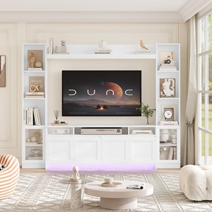 Meuble mural de style farmhouse personnalisé, centre de divertissement, meuble <span class=keywords><strong>TV</strong></span> avec étagères et armoire pour salon - Product Image 2