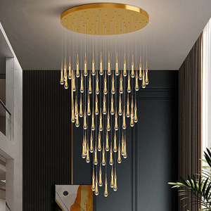 Lampadario a Gocce Lineare Personalizzato Lampada da <span class=keywords><strong>Soffitto</strong></span> Moderna <span class=keywords><strong>per</strong></span> Villa Luce Pendente LED in Cristallo K9 <span class=keywords><strong>per</strong></span> Decorazione di Scale e Matrimoni di Lusso - Product Image 5