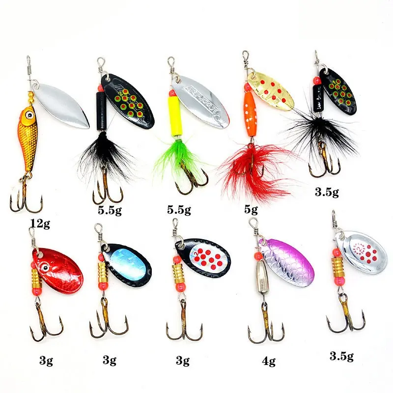 ToMyo 10 adet balıkçılık Lures Spinner yem bas alabalık somon Walleye sert Metal zoka kutusu