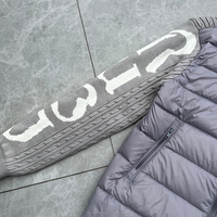 Veste d'hiver en coton matelassée pour homme, style streetwear, personnalisable OEM, avec manches en jacquard tricoté, fermeture éclair, broderie, blocs de couleur et patchwork, manteau en duvet