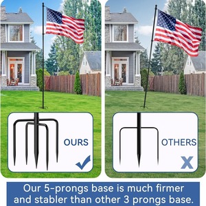 Support de mât de drapeau extérieur de 3 mètres avec base à 5 branches pour décoration de jardin, usage résidentiel, commercial, scolaire et pour poteaux d'éclairage public - Product Image 3