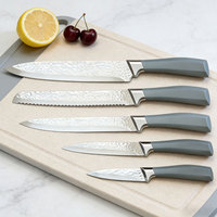 Ensemble de couteaux de cuisine multifonctionnels en acier inoxydable à cinq pièces, lames enduites écologiques ambidextres Chef Star, vente en gros