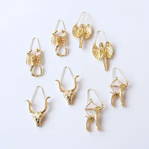 HOVANCI-pendientes colgantes con signo del zodiaco para niña, aretes, constelaciones 3D, chapado en oro de 18k, 2021 - Product Image 1