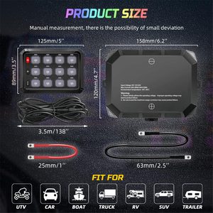 Offroad Auto Vrachtwagen Auxility Lights 24V 12V Off-Road Dimbare Rgb 8 Bende Schakelpaneel Met Circuit Control Box - Product Image 6