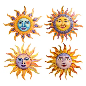 Printing Removable Vinyl Wall Stickers Decoration Sun Wall Decor 3D Sun Face Wall Art Decorations For Garden Patio House