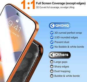 Protection d'écran et de lentille d'appareil photo en verre trempé 9H+ pour <span class=keywords><strong>iPhone</strong></span> 14, 15, 16, 17 Pro/Plus/Pro Max – Lot de 3 – Approvisionnement direct usine - Product Image 5