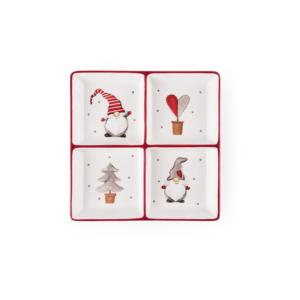Assiette en céramique Excelsa Gnomo 195xH3x19,5 cm blanche et rouge à 4 compartiments - Product Image 1