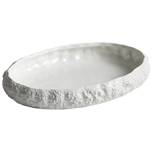 Nueva creatividad, plato de cena de cerámica blanca ovalada, <span class=keywords><strong>platos</strong></span> fríos con borde de <span class=keywords><strong>roca</strong></span>, <span class=keywords><strong>platos</strong></span> para servir ensaladas profundas, <span class=keywords><strong>platos</strong></span> de pescado para restaurante - Product Image 1