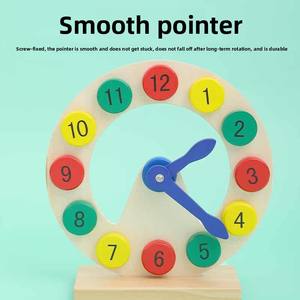 Horloge éducative pour enfants, horloge numérique en bois lisse et colorée, respectueuse de l'environnement, pour l'apprentissage préscolaire - Product Image 3