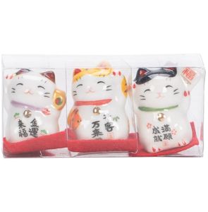 ตุ๊กตาญี่ปุ่นเครื่องลายครามขนาด3.5ซม. 3.5ซม. เซรามิกขนาดเล็กนำโชครูปปั้นแมวเนโกะสำหรับตกแต่งบ้านโรงแรมรถ - Product Image 1