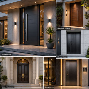 Porta d'Ingresso Moderna Personalizzata per Villa, Grande Porta Principale di Lusso in Alluminio a <span class=keywords><strong>Doppia</strong></span> <span class=keywords><strong>Anta</strong></span>, Antincendio e Antifurto - Product Image 2