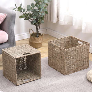 Woven Water Hyacinth Eco-Friendly Rectangle <b>Foldable</b> <b>Basket</b> Home Decor Clothing Storage Modern Vietnam Ecoka - Product Image 6