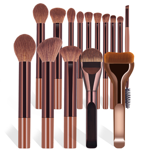 Ensemble de 15 pinceaux de maquillage pour le visage, les joues et le blush, en poils synthétiques de luxe, manche en plastique, forme angulaire, <span class=keywords><strong>utilisation</strong></span> pour le fond de teint, étiquette privée personnalisable - Product Image 1