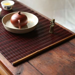 Tapete de Bambú Xiangfei para Té, Laca, Tejido Fino, Antideslizante, para Ceremonia del Té Zen, Color Retro, Origen Anji - Product Image 4