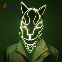 Masque Lumineux LED en Fibre Optique pour Costume de Loup, Idéal pour Halloween, Cosplay, Spectacles Scéniques, Fêtes et Carnavals