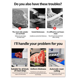 Nouvelle machine à découper les bandes <span class=keywords><strong>de</strong></span> viande Xibao, lame en acier inoxydable, fonctionnement automatique, épaisseur <span class=keywords><strong>de</strong></span> coupe réglable, découpe <span class=keywords><strong>de</strong></span> bandes <span class=keywords><strong>de</strong></span> porc en cubes - Product Image 3