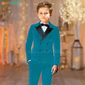 Ensemble de costumes en velours <span class=keywords><strong>pour</strong></span> garçons, 3 pièces, gilets à double boutonnage, pantalons <span class=keywords><strong>pour</strong></span> <span class=keywords><strong>mariage</strong></span>, fête d'anniversaire, vêtements personnalisés - Product Image 5
