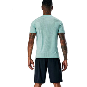T-shirt sportiva ricamata in bianco riflettente a asciugatura rapida traspirante manica corta da uomo palestra allenamento Yoga Running t-shirt - Product Image 6