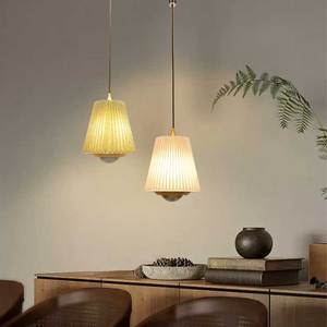 Ins hợp thời trang sáng tạo xếp li vải Đèn chùm khách sạn đầu giường nhà hàng trang trí đơn giản nhà lron + Acrylic + Thủy tinh + vải mặt dây đèn - Product Image 6