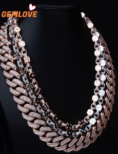 GEMLOVE Men's gold <b>chain</b> Cuban link gold plated shiny Cuban necklace diamond <b>chain</b> men's <b>iced</b> <b>out</b> <b>chain</b> hip hop jewelry - Product Image 6