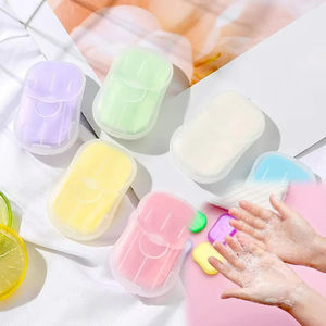 50 قطعة من شرائح صابون الحمام المحمولة صندوق صابون غسل اليدين ورق نظيف صابون مضغوط في الهواء الطلق للسفر في المخيم استخدام صابون رغوة عبير - Product Image 1