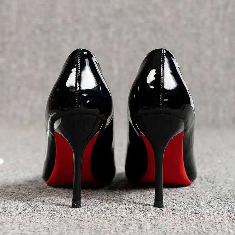 Sapatos de salto de couro genuíno femininos 2023, sapatos de grife de luxo, sapatos femininos de marcas famosas, salto vermelho