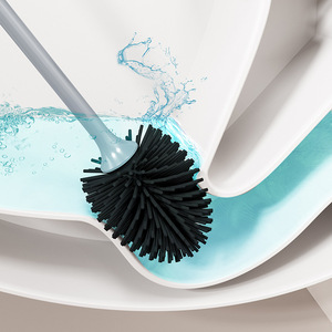 Cepillo de Inodoro de PP y TPR Suave con Base Metálica, Mango Desmontable para Montaje en Pared, Herramienta de Limpieza de Baño sin Ángulos Muertos - Product Image 3