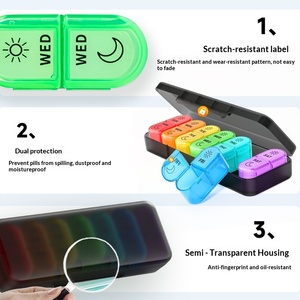 Wholesale Portable Weekly Seven-Day Plastic Medicine Organizer Pill <b>Box</b> Two Meal Dosage Sealed <b>Mini</b> Compartmentalized Design - Product Image 2